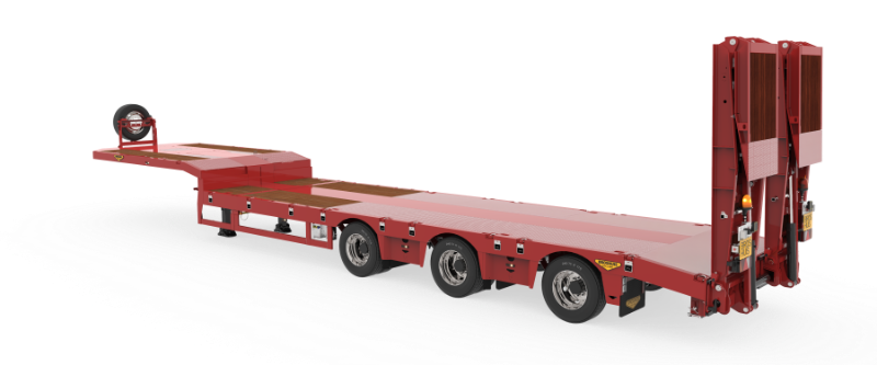 3-axle semi low loader with ramps (wide spread)