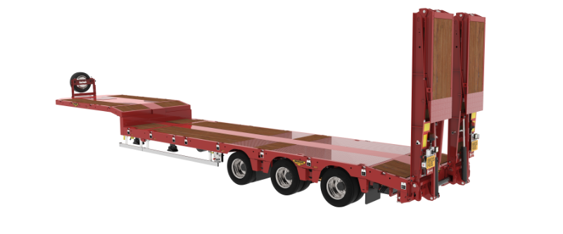 3-axle hydraulically steered semi low loader with ramps